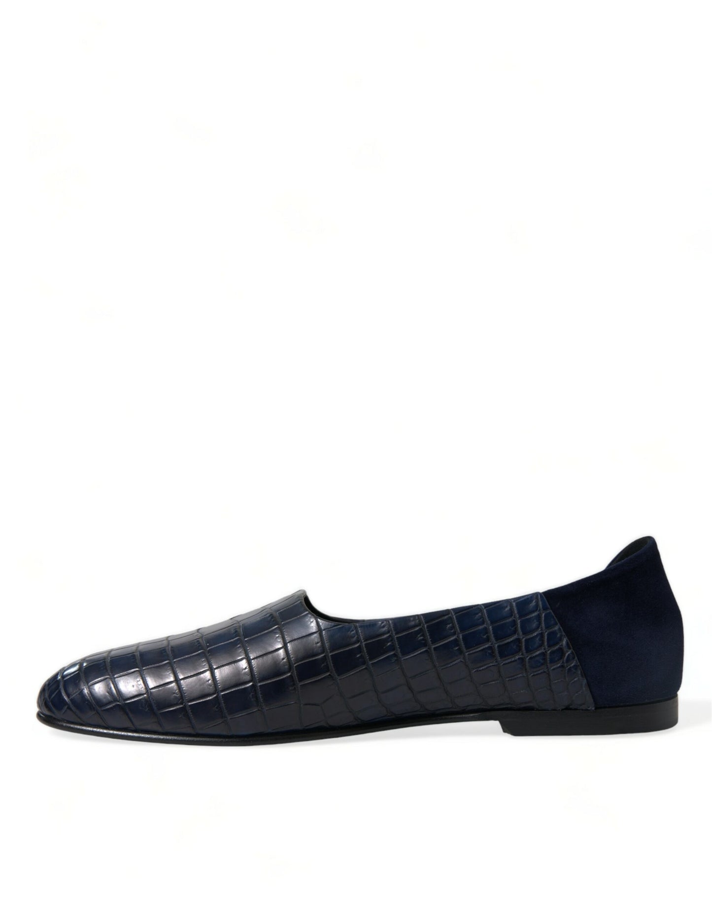 Elegant Blue Crocodile Leather Loafers