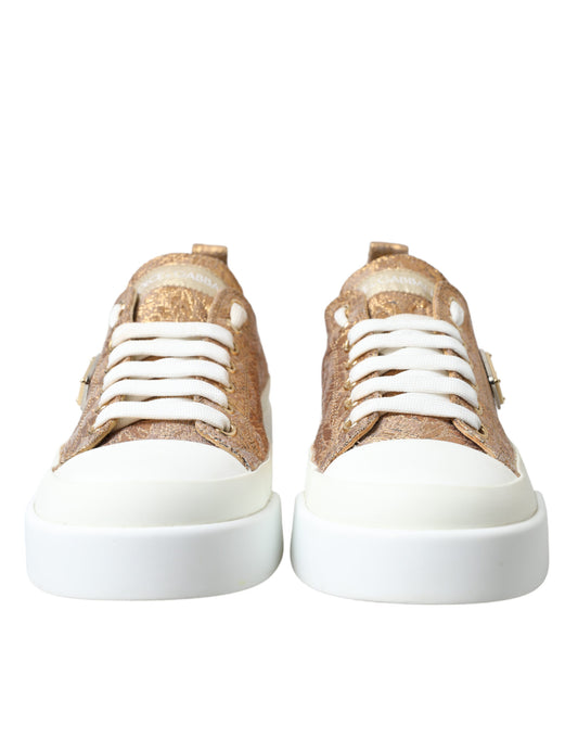 Elegant Gold Low-Top Sneakers - Chic Comfort Footwear