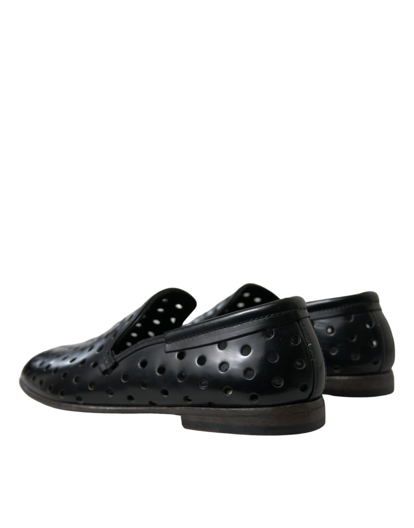 Elegant Black Leather Perforated Loafers