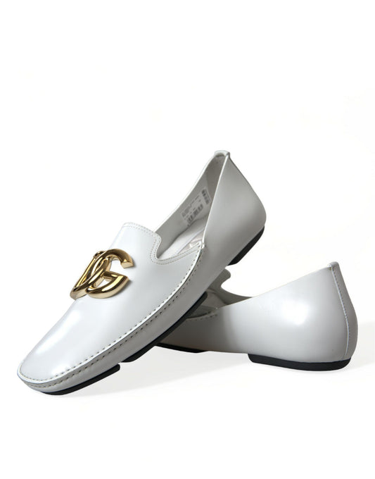 Elegant White Leather Loafers for Men