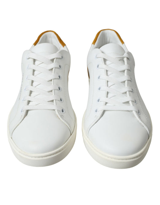 Chic White Calfskin Low Top Sneakers