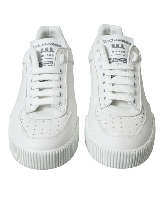 Elegant White Low-Top Calfskin Sneakers