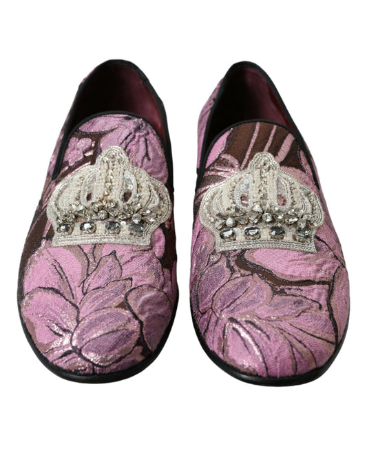Elegant Pink Crystal-Embellished Loafers