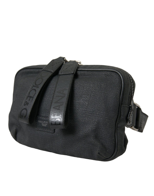 Sleek Black Canvas Belt Bag