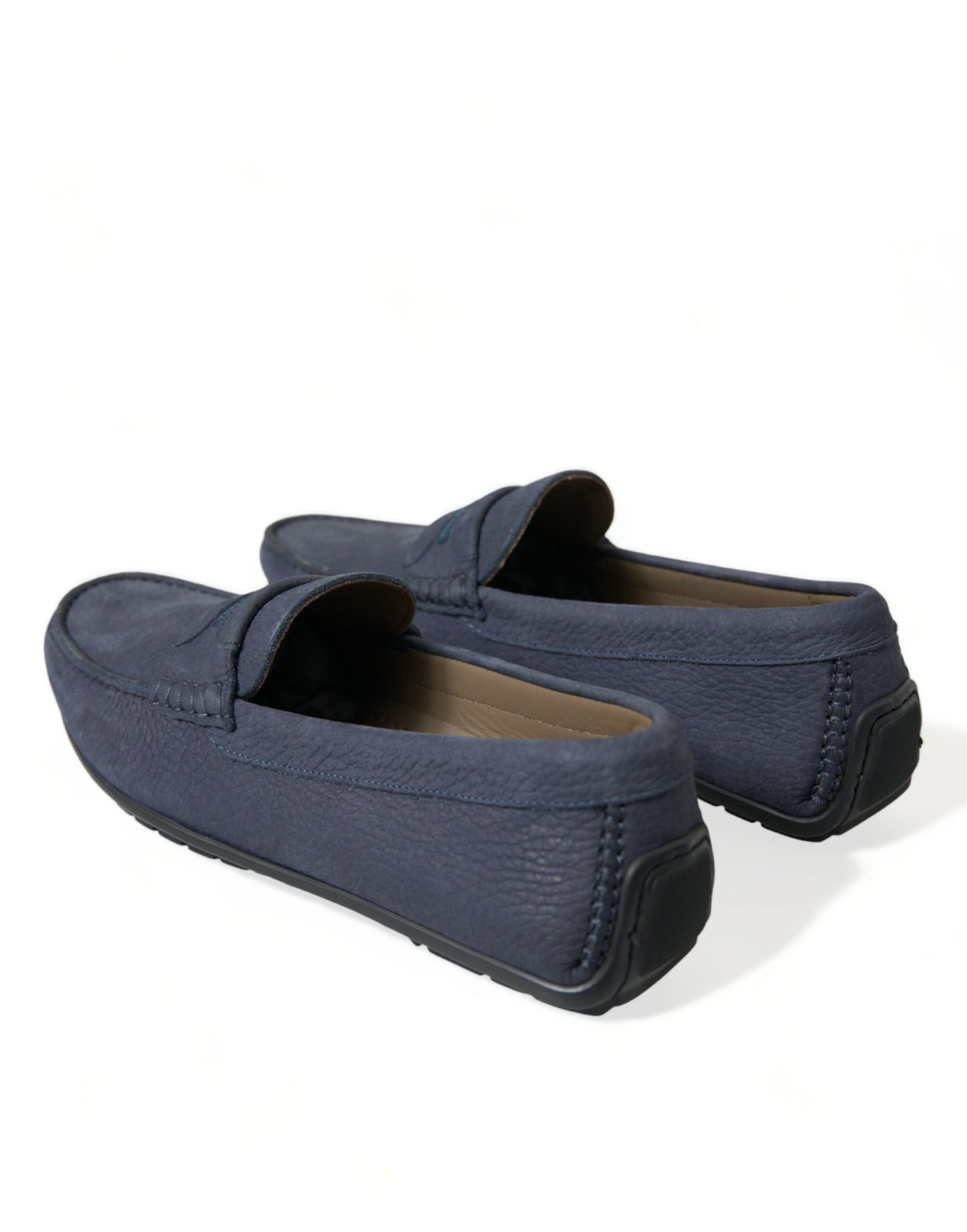 Elegant Blue Leather Moccasin Shoes