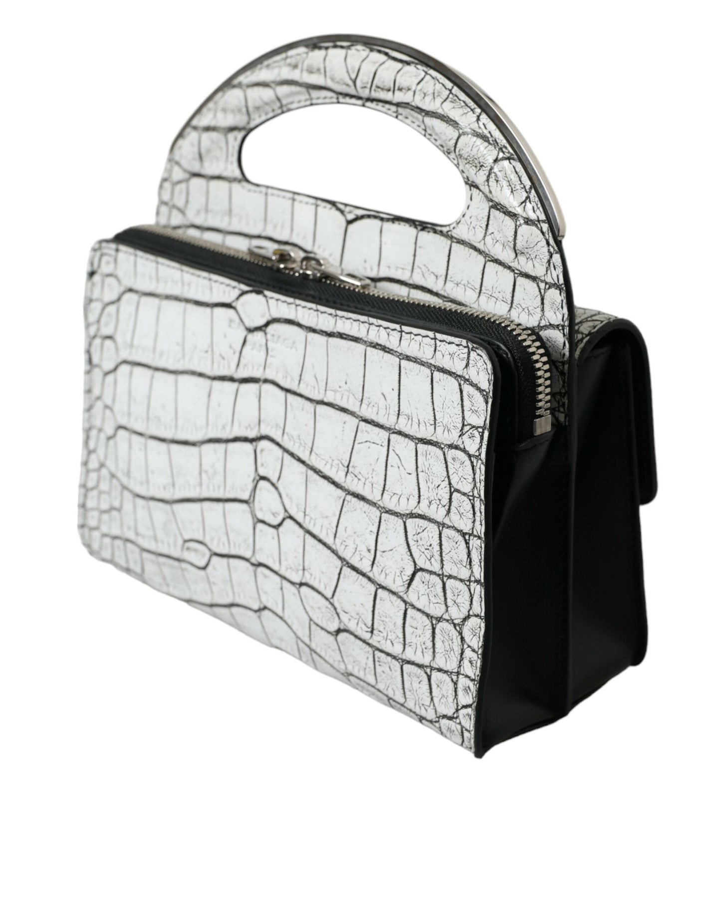 Metallic Silver Alligator Leather Mini Bag