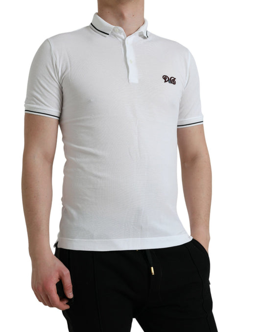 White Logo Collared Short Sleeves Polo T-shirt