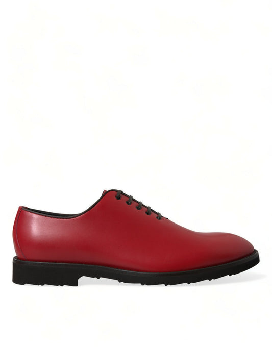 Elegant Red Leather Oxford Dress Shoes