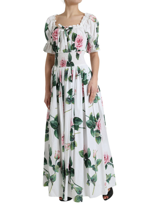 Floral Off-Shoulder Cotton Midi Dress