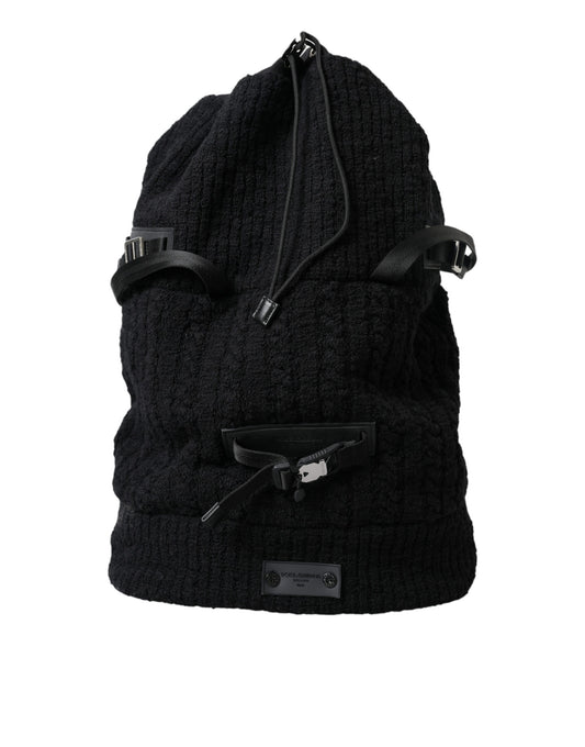 Elegant Tricot Wool-Blend Backpack in Black