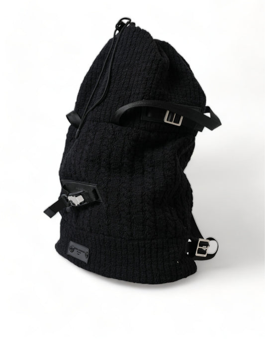 Elegant Tricot Wool-Blend Backpack in Black