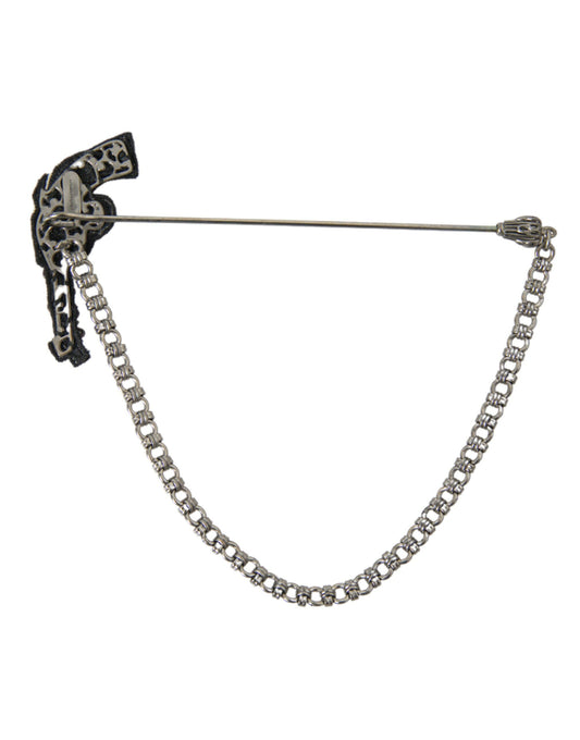 Brass Copper Silk Revolver Gun Men Brooch Lapel Pin