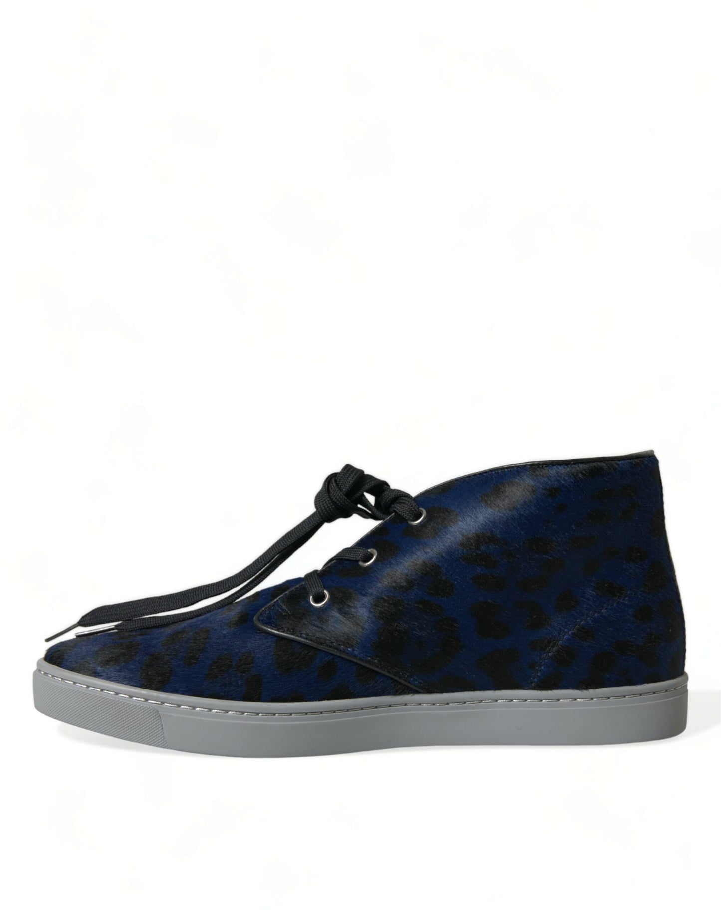 Chic Blue Leopard Print Mid-Top Sneakers