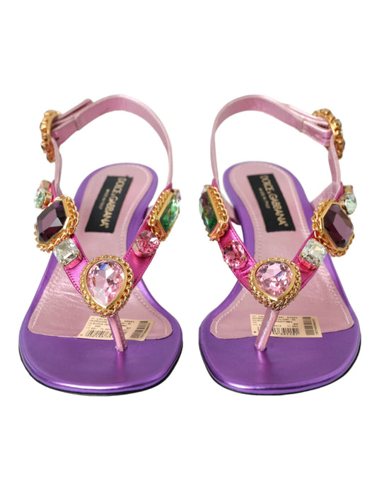 Multicolor Crystals Slingback Sandals Shoes