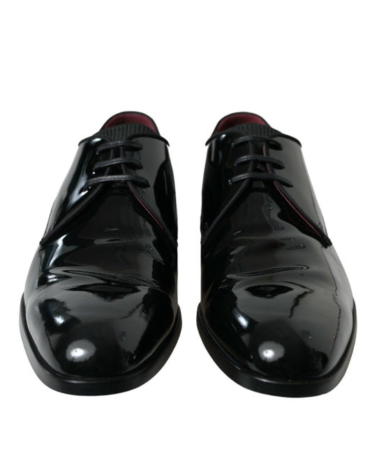 Elegant Black Calfskin Leather Derby Shoes
