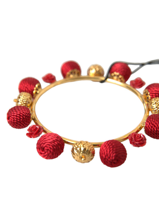 Gold Brass Red RUNWAY Sicilia Natale Roses Bracelet