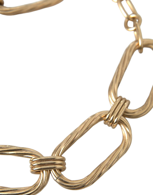 Gold Tone Brass Large Link Chain Jewelry Necklace