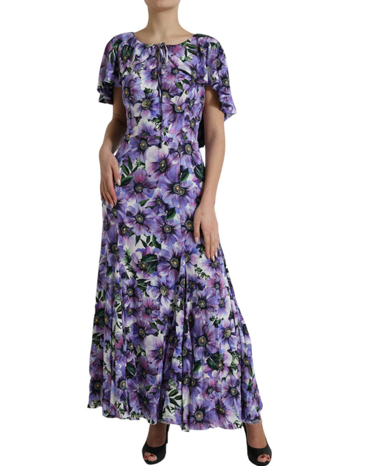 Elegant Floral Silk Maxi Dress