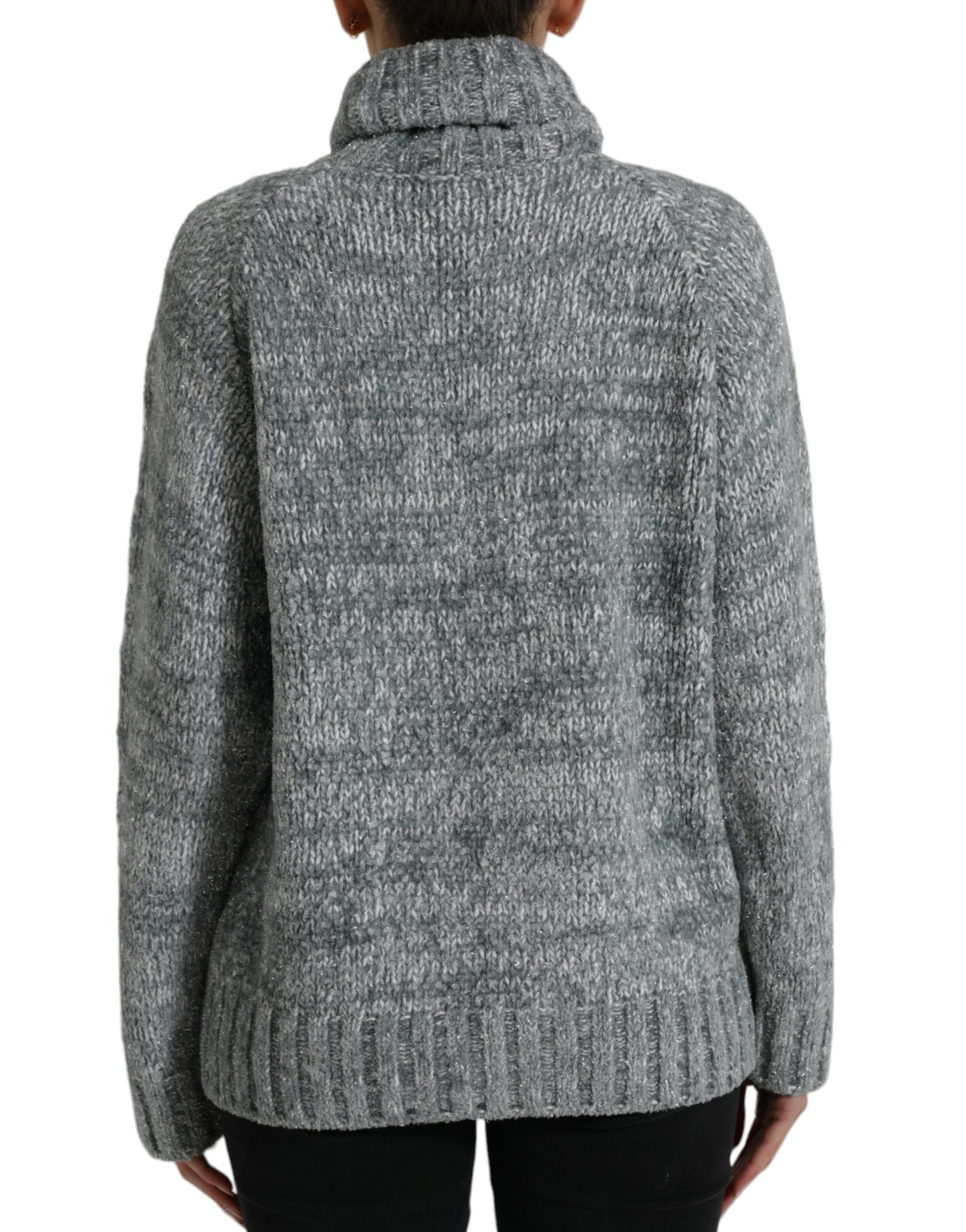 Elegant Gray Cashmere Blend Turtleneck Pullover