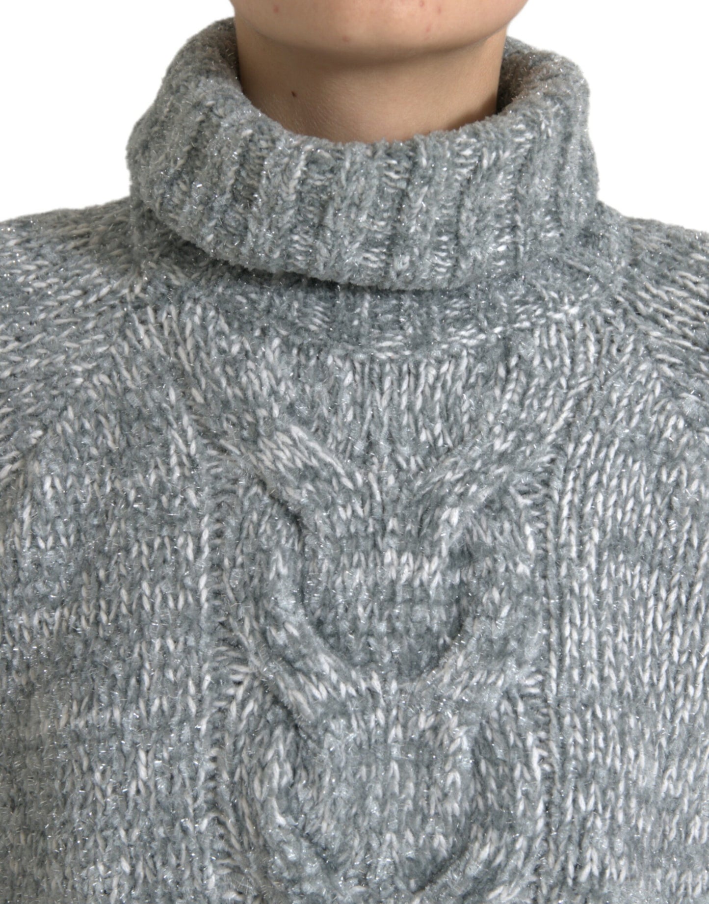 Elegant Gray Cashmere Blend Turtleneck Pullover