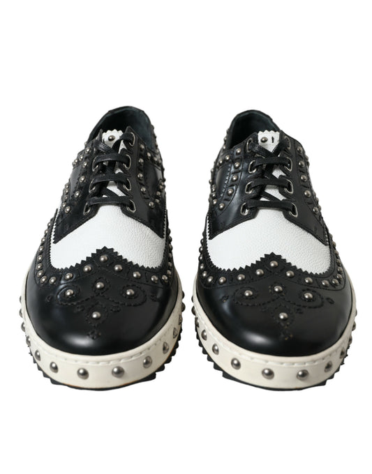 Studded Leather Sneakers in Black & White
