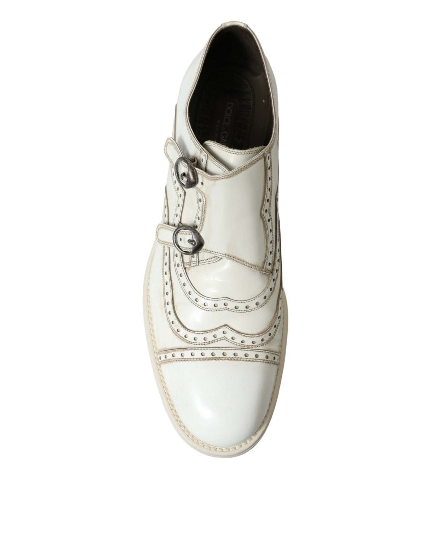 Elegant White Leather Derby Dress Shoes