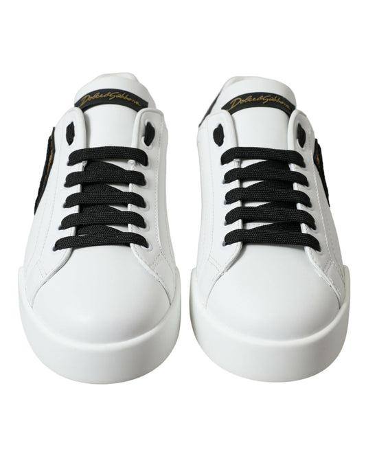 Black & White Leather Low Top Sneakers