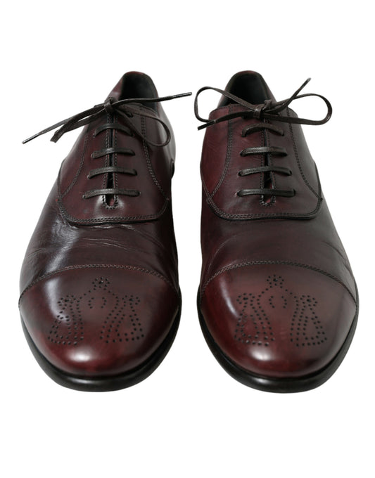 Elegant Burgundy Leather Derby Shoes