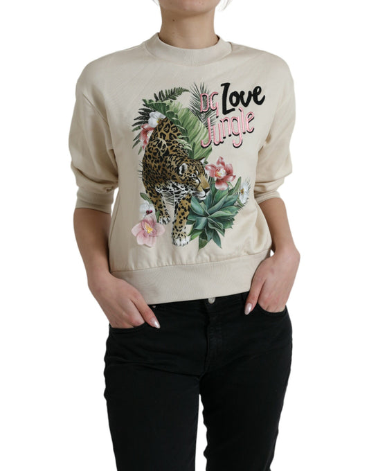 Elegant Jungle Print Crewneck Sweater