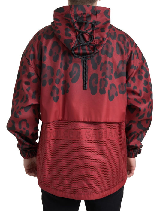Radiant Red Leopard Print Hooded Jacket