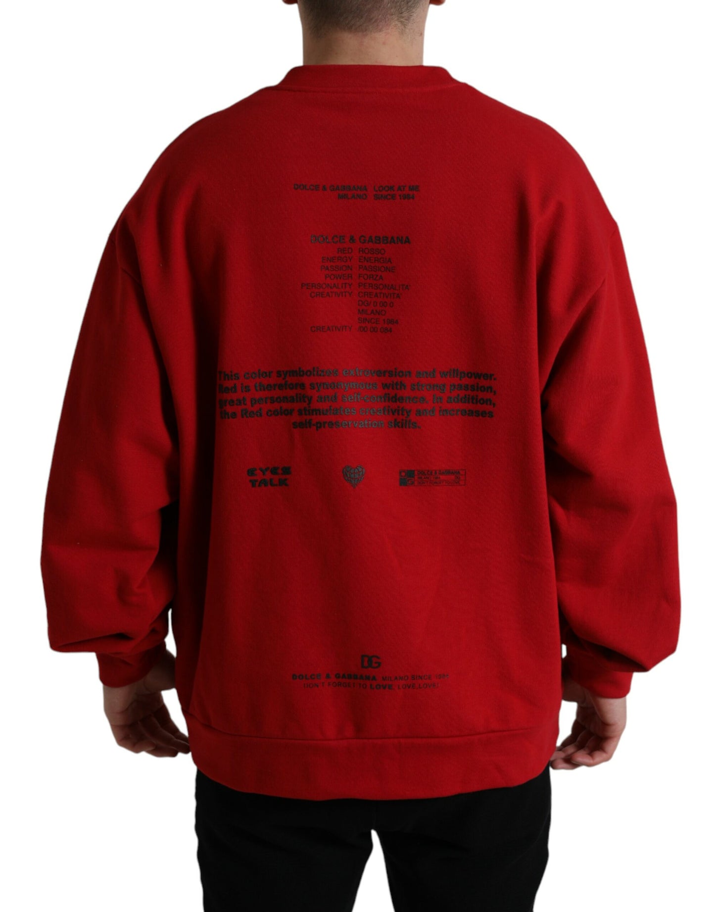 Stunning Red Graphic Print Crewneck Sweater