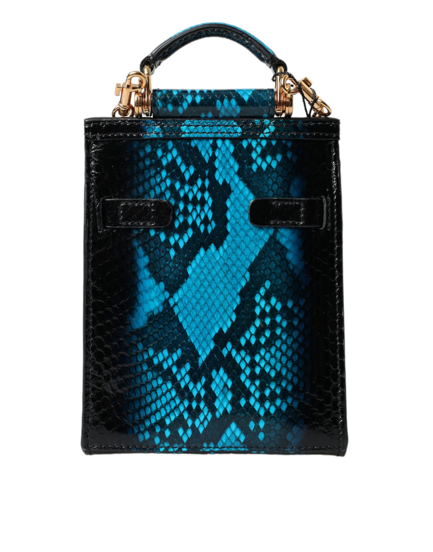 Exotic Leather Blue Crossbody Bag with Gold Accents
