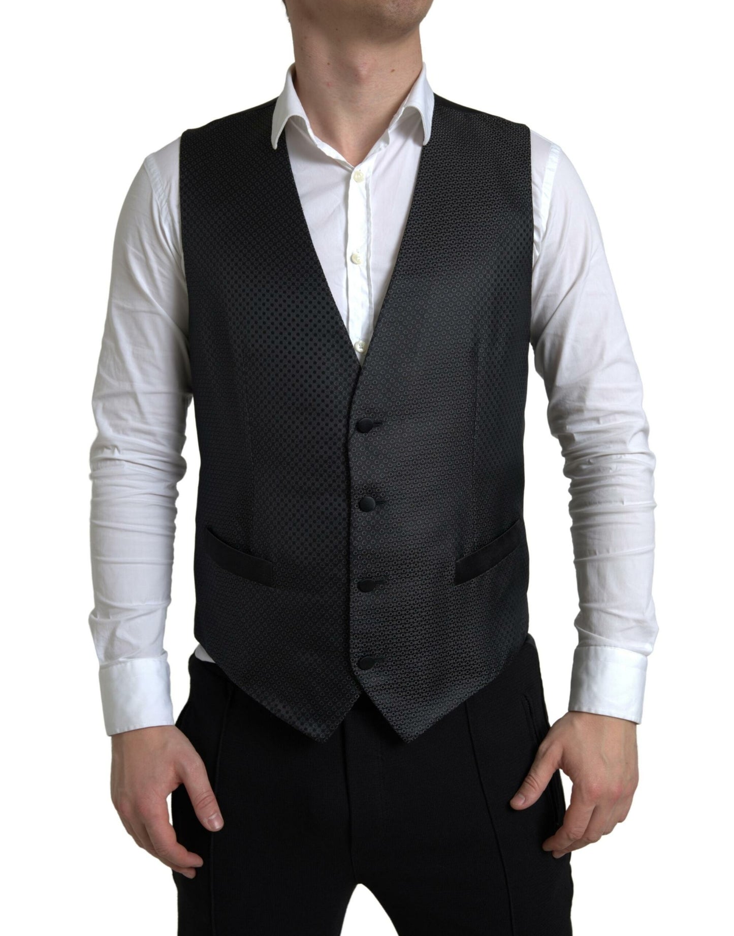 Elegant Black Silk Blend Slim Fit Suit