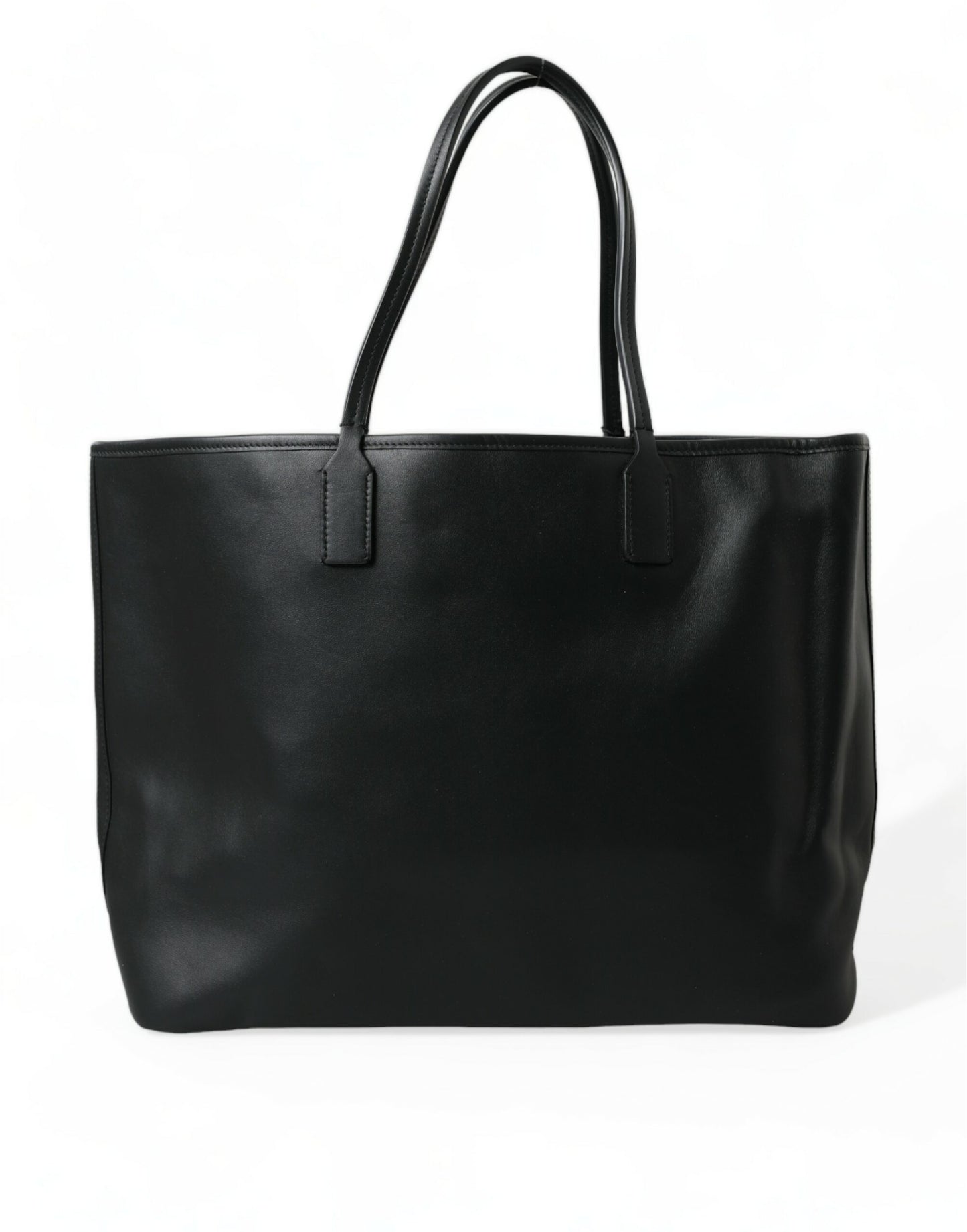 Elegant Black Leather Tote with Gold Detailing