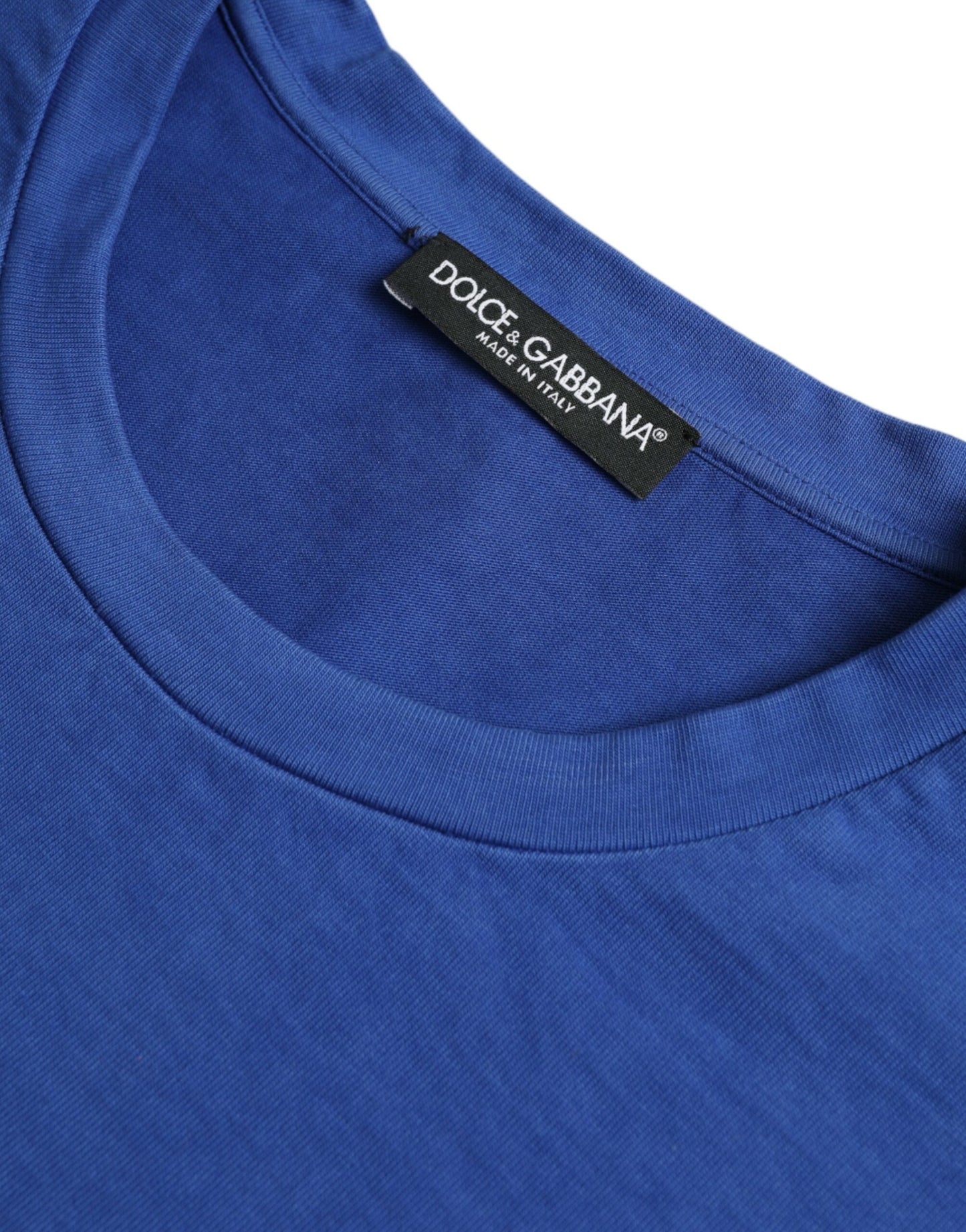 Exquisite Blue Cotton Crew Neck T-Shirt