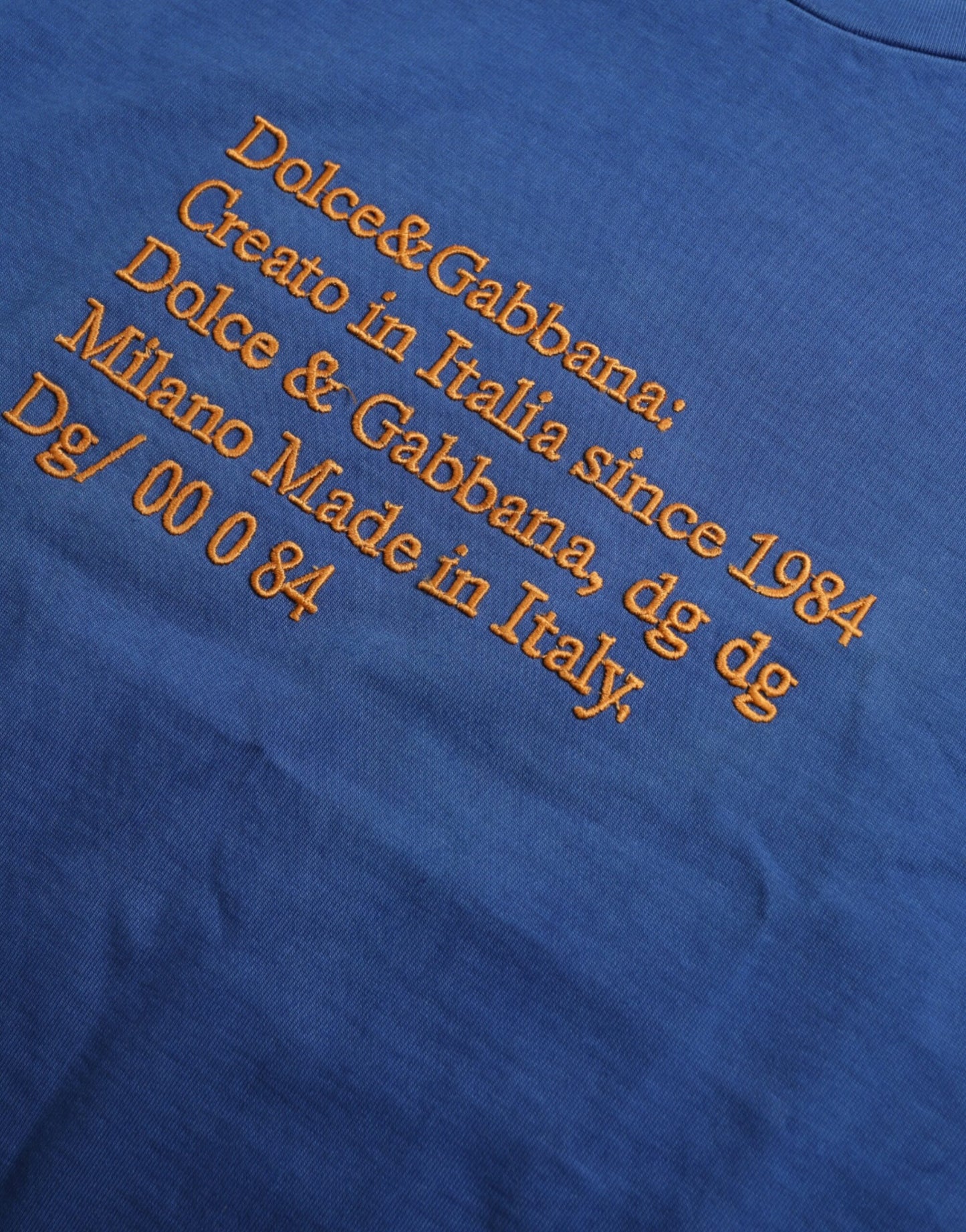 Exquisite Blue Cotton Crew Neck T-Shirt