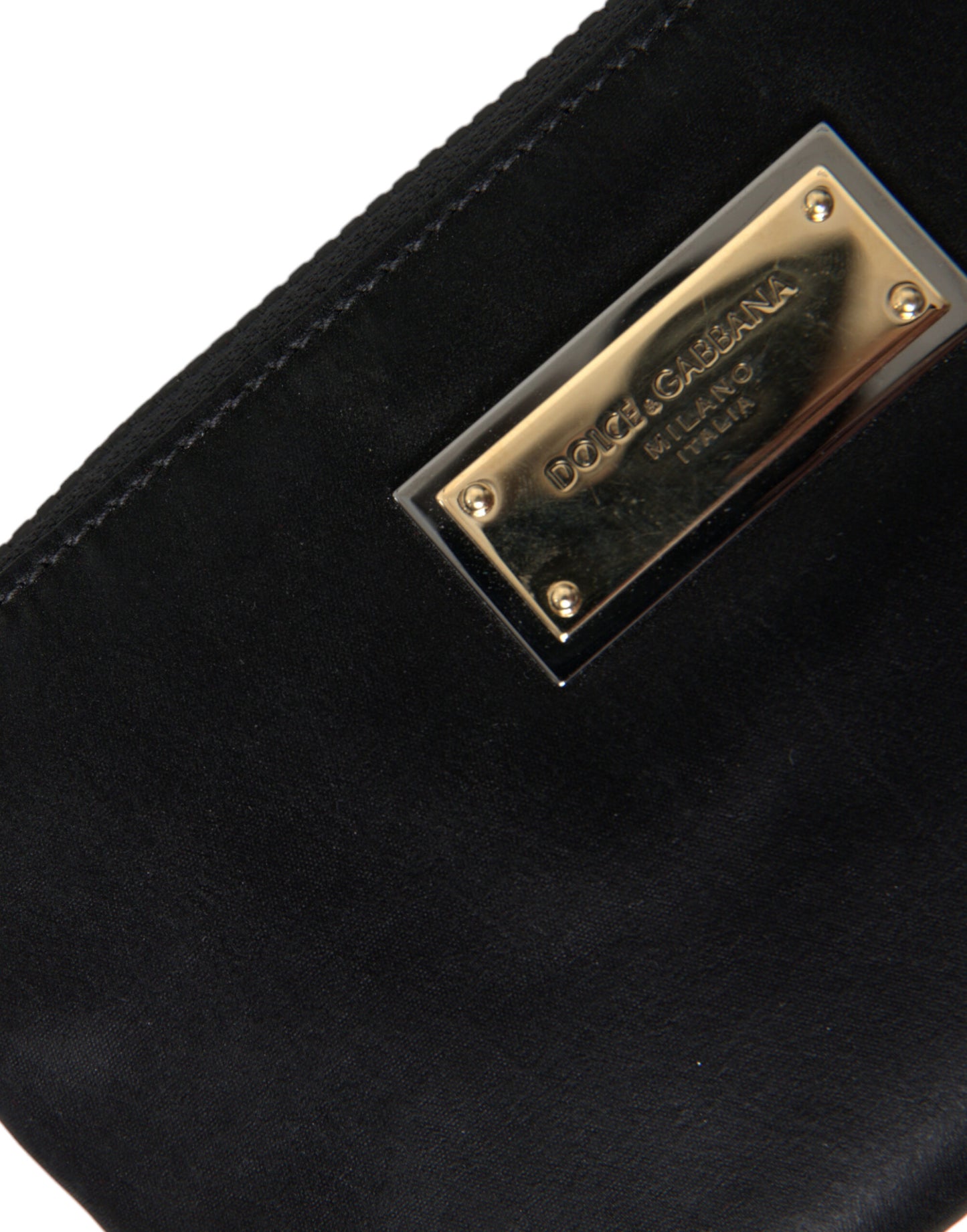 Elegant Black Nylon & Leather Pouch