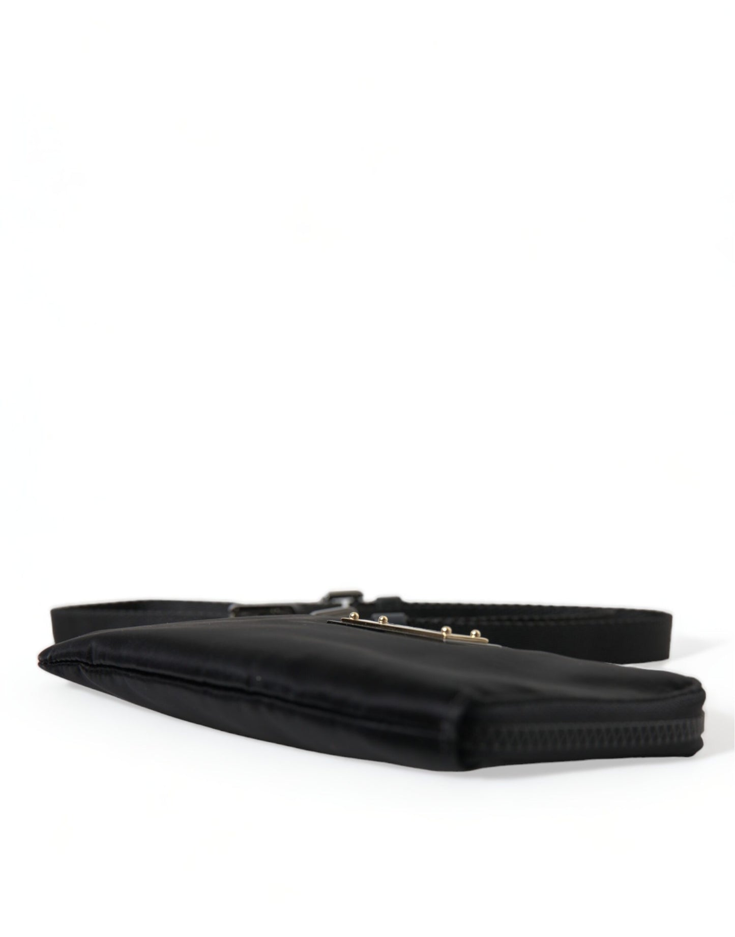 Elegant Black Nylon & Leather Pouch