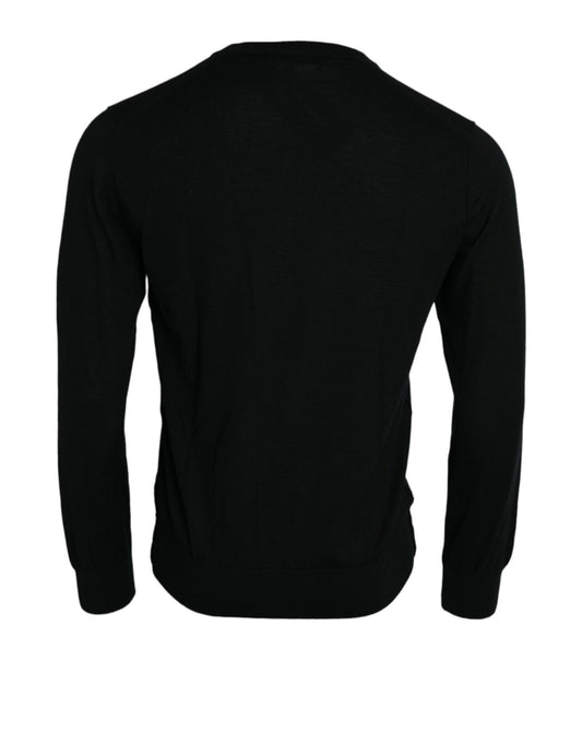 Black Cashmere Crew Neck Pullover Sweater