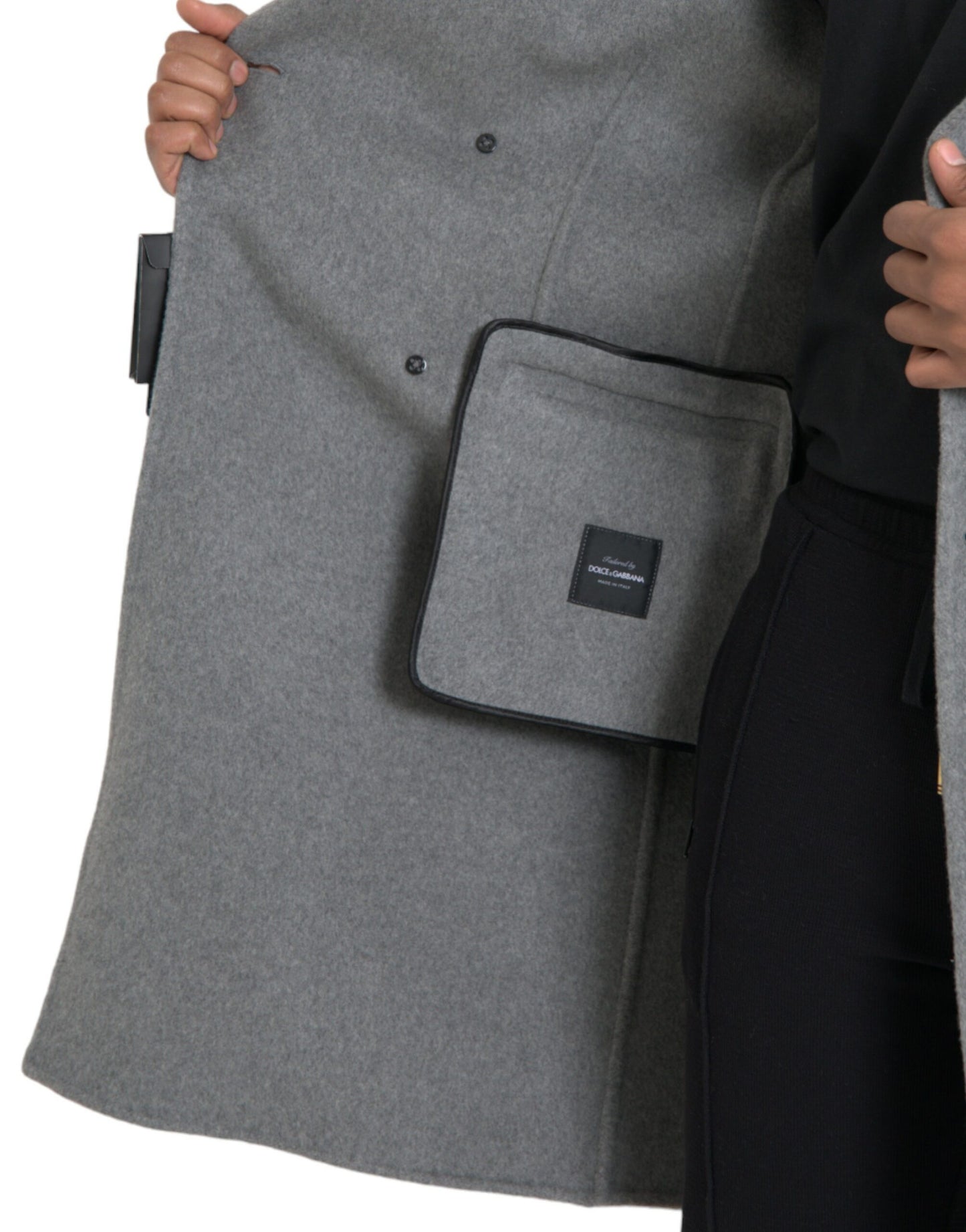 Gray Double Trench Coat Cashmere Jacket