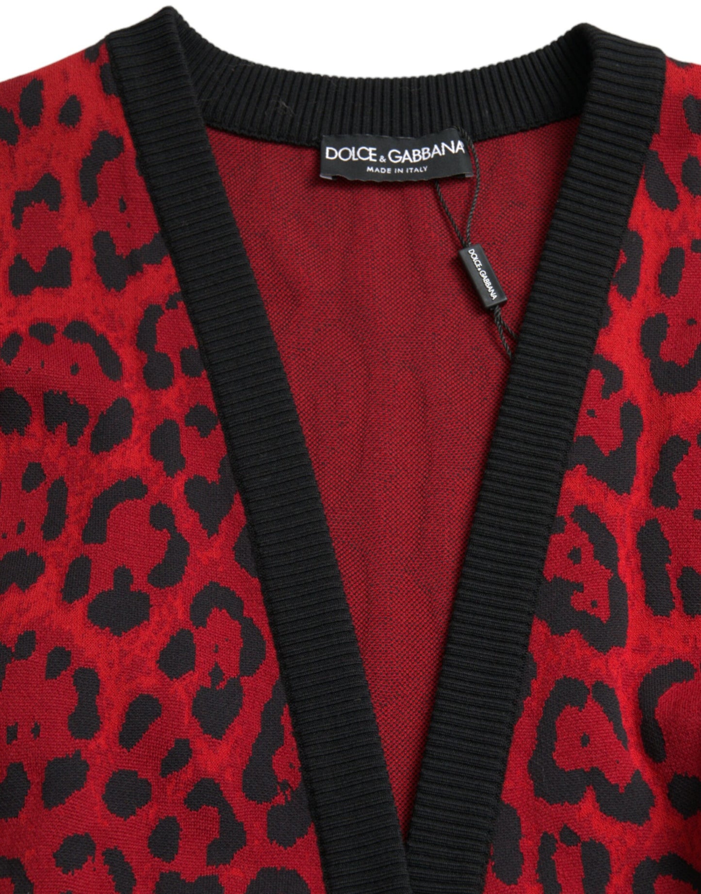 Red Leopard Wool Robe Belted Cardigan Sweater