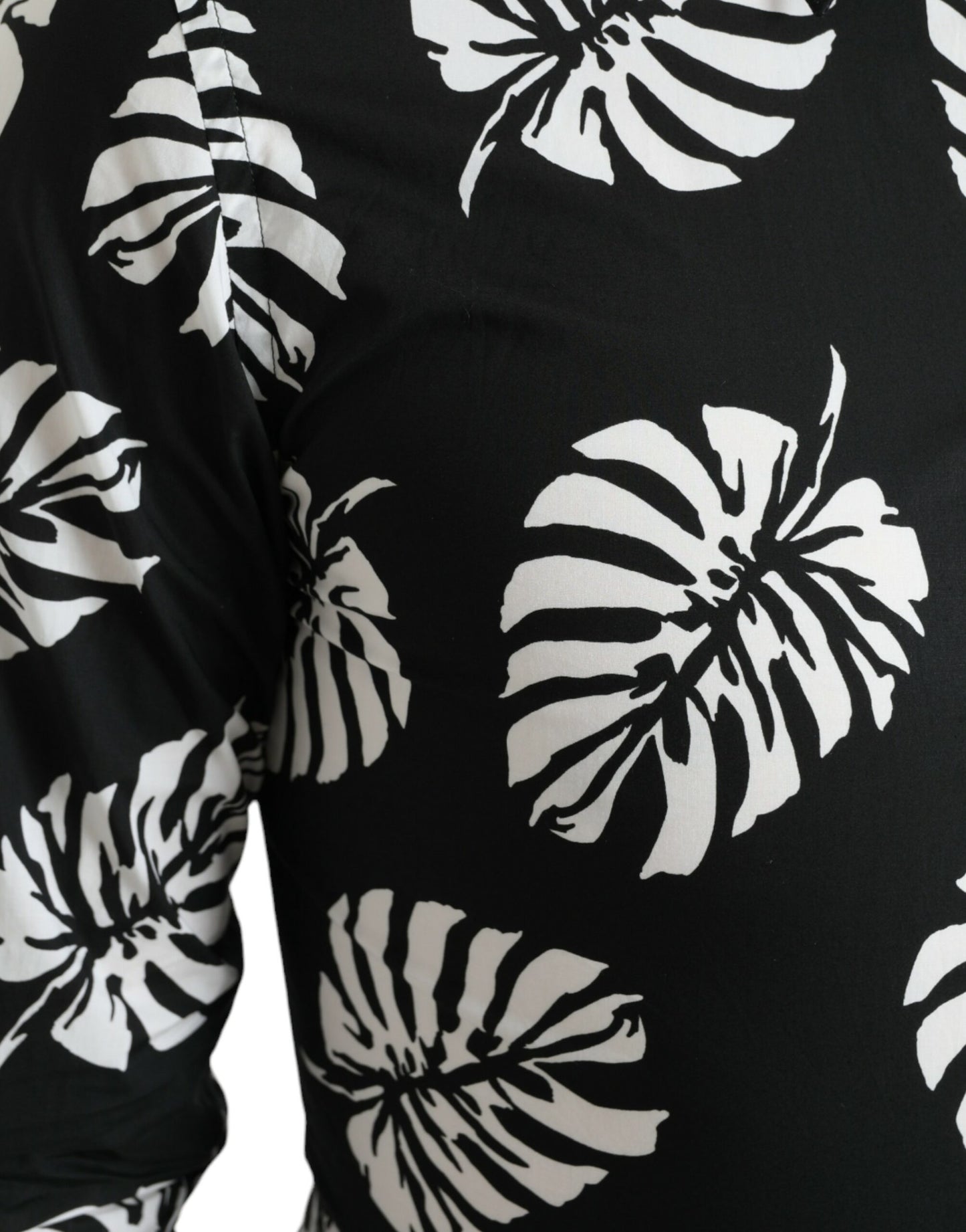 Elegant Leaf Print Slim Fit Dress Shirt