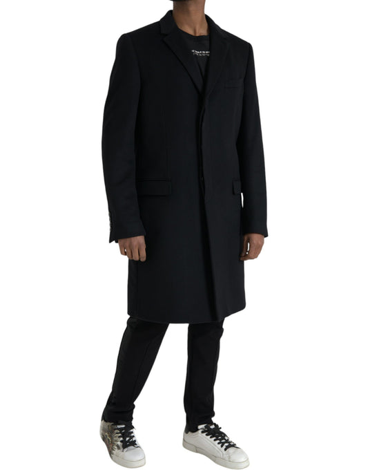 Black Wool Cashmere Trench Coat Jacket