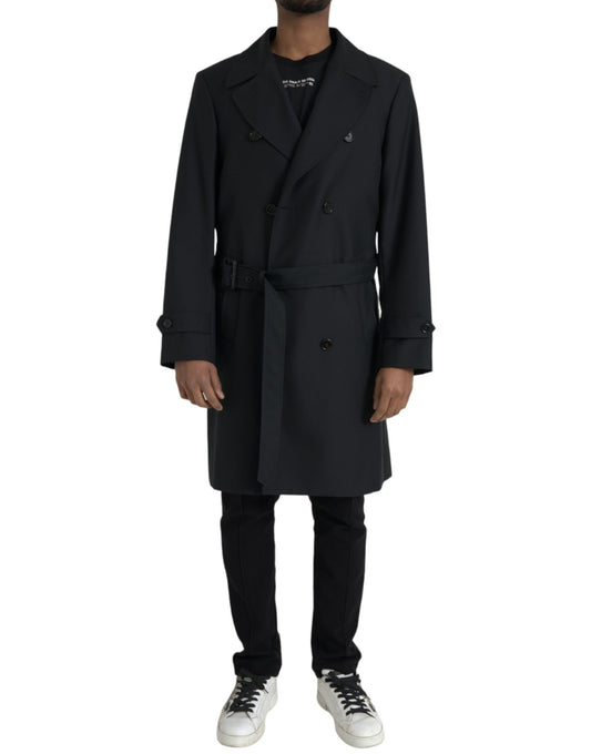 Black Double Breasted Trench Coat Jacket