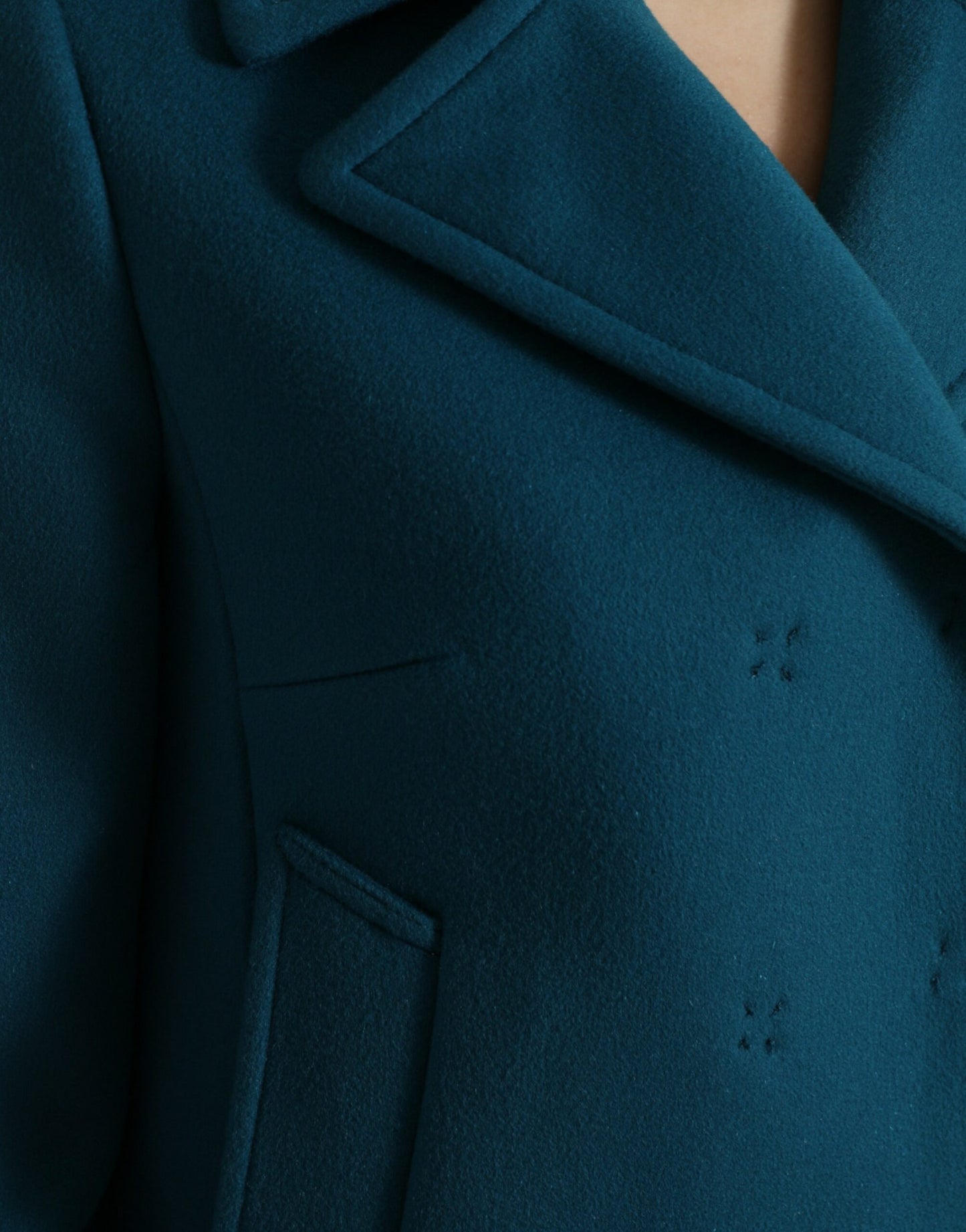Blue Trench Wool Cashmere Short Coat Jacket