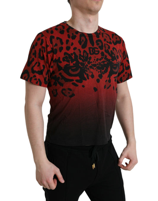 Red Leopard Cotton Short Sleeves T-shirt
