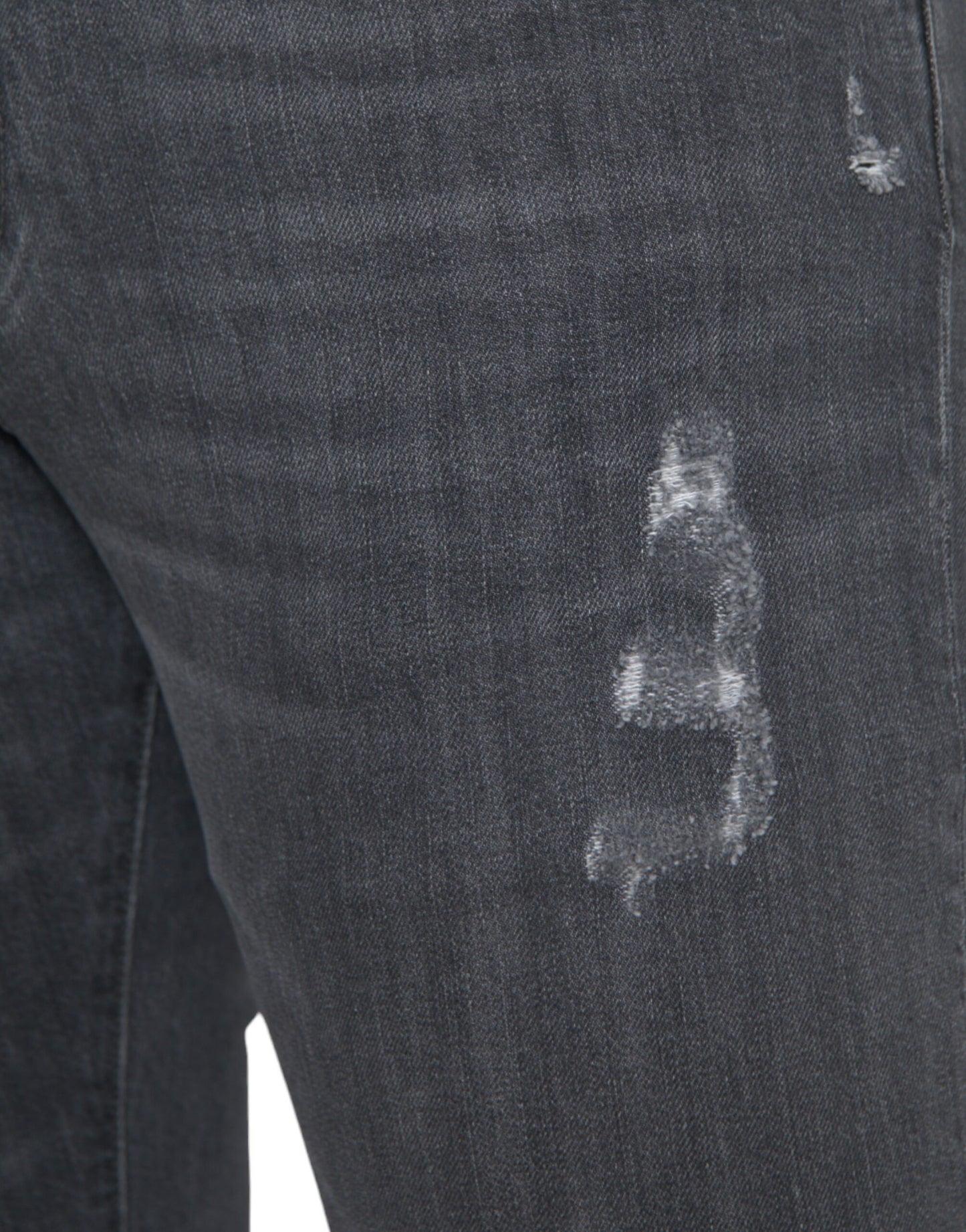 Gray Slim Fit Logo Plaque Cotton Denim Jeans