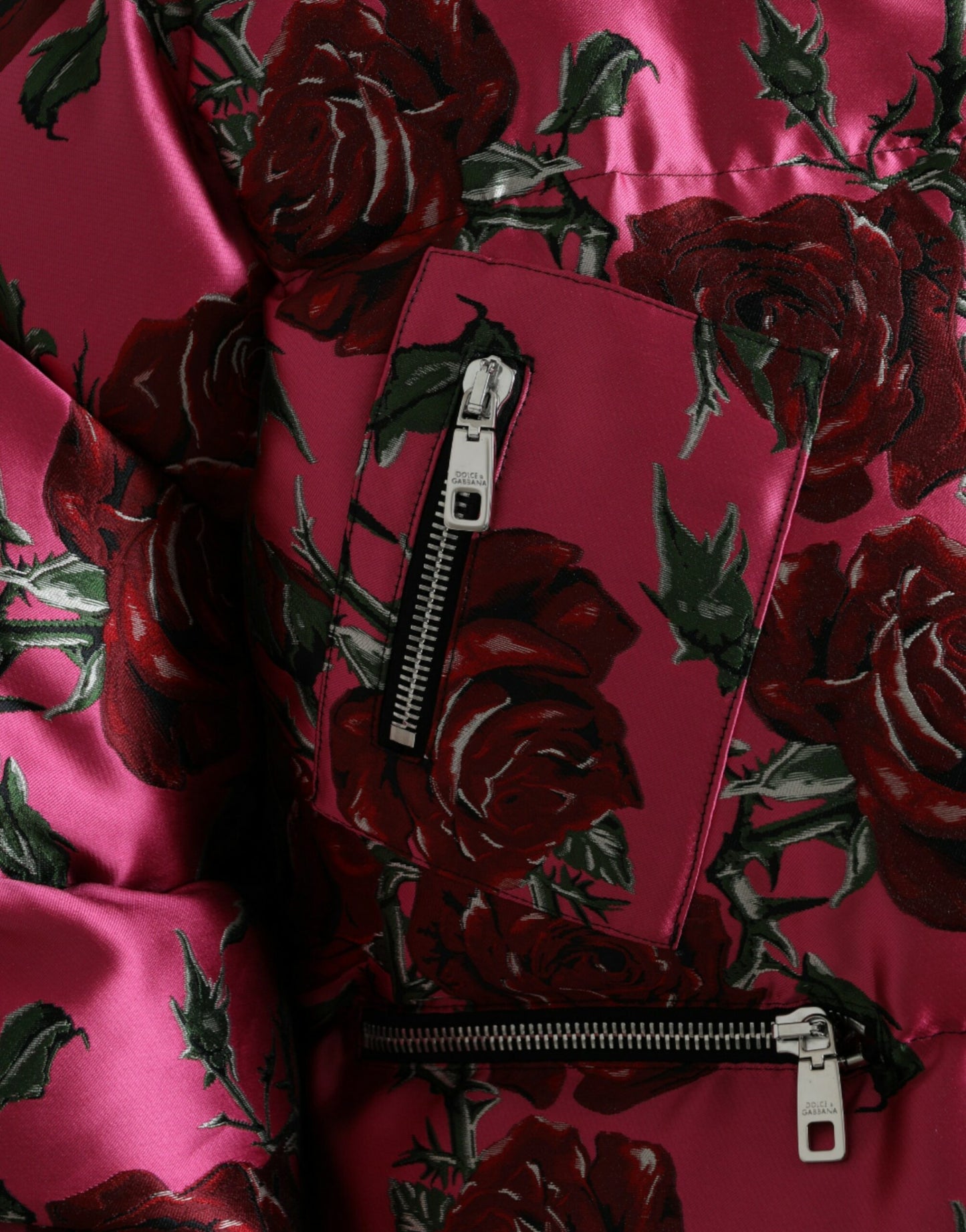 Elegant Rose Print Quilted Jacket