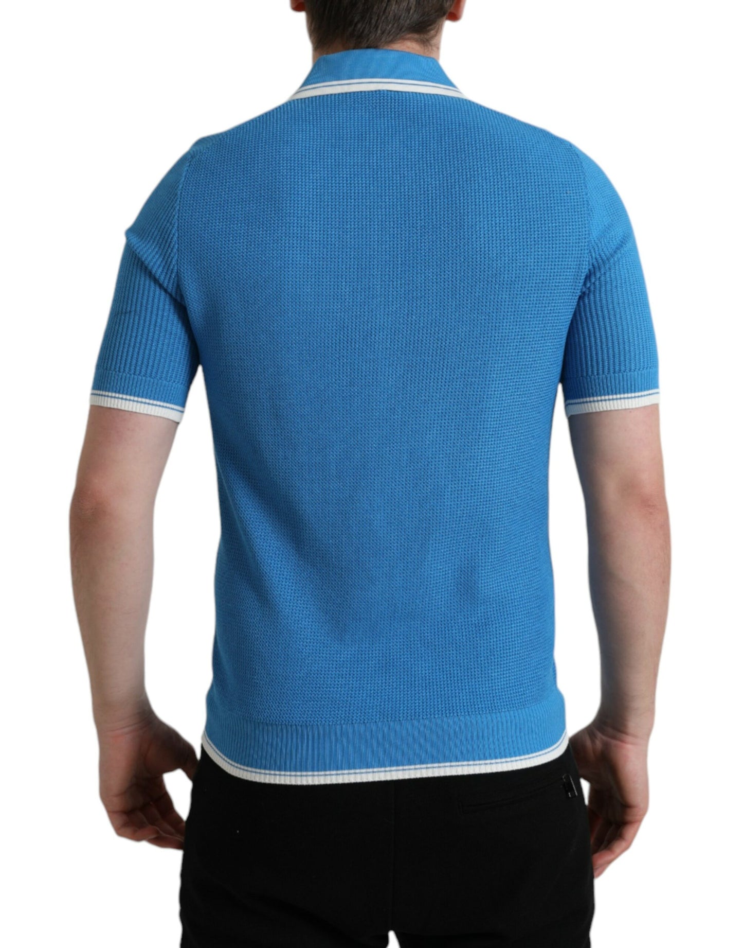Elegant Blue Cotton Blend Polo T-shirt