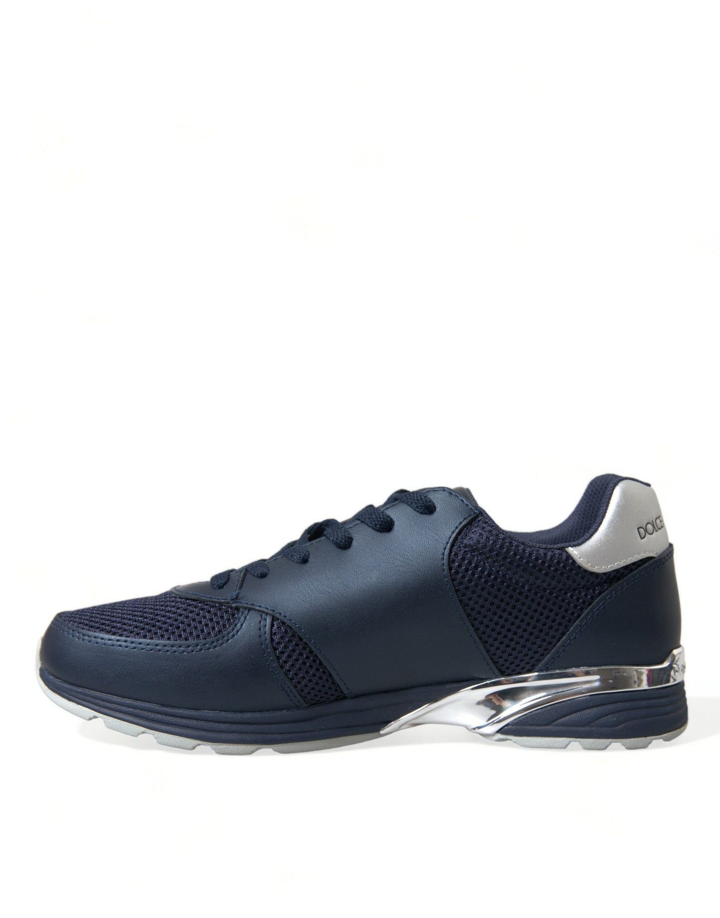 Elegant Blue Leather Low Top Sneakers